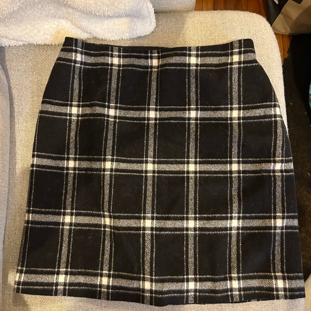 Ann Taylor Black and White Checkered Wool Pencil Skirt